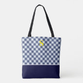 Klassiek blauw Gingham Monogram Draagtas (Achterkant)
