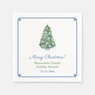 Klassiek Blauw Groen Chinoiserie Kerstfeest Servet