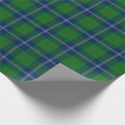 Klassiek blauw, groen kerstfeest met open patronen cadeaupapier (Hoek)