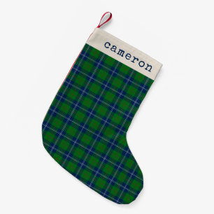 Klassiek Blauw Groen Tartan Gepersonaliseerd Kleine Kerstsok