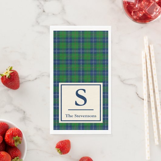 Klassiek Blauw Groen Tartan Gepersonaliseerd Servet (Insitu)