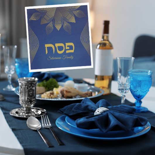 Klassiek Blauw Hebreeuws Pesach Pasen Servet