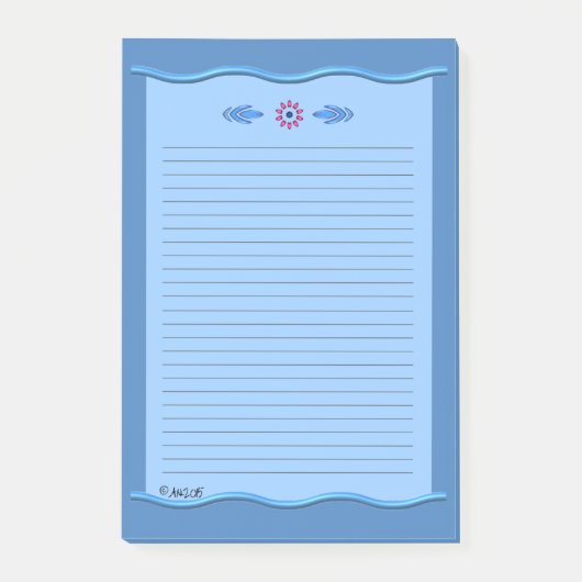 Klassiek blauw met Wavy Borders - Lined AH2015 Post-it® Notes (Voorkant)