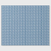 Klassiek blauw met wit haakpatroon cadeaupapier (Vlak)