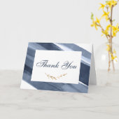 Klassiek Blauw modern en goud Dank u Kaart (Gele Bloem)