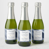 Klassiek blauw moderne 1e Communie, Doop gunsten Sparkling Wijnetiket (Flessen)