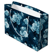 Klassiek blauw Roos patroon Groot Cadeauzakje (Achterkant Gekanteld)