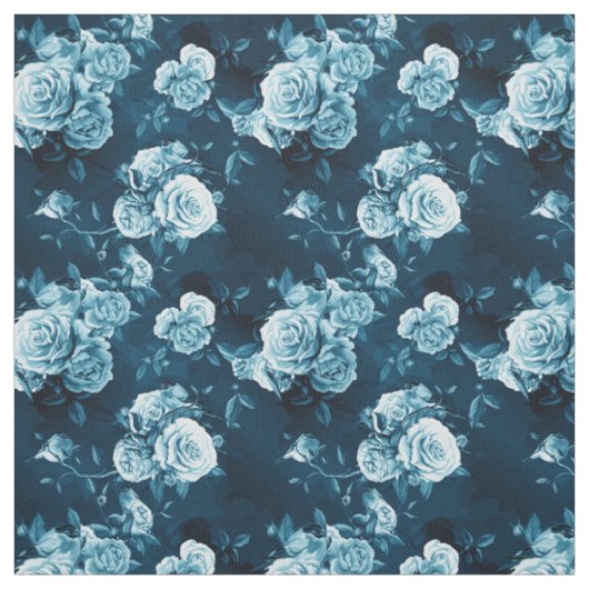 Klassiek blauw Roos patroon Stof (Swatch)