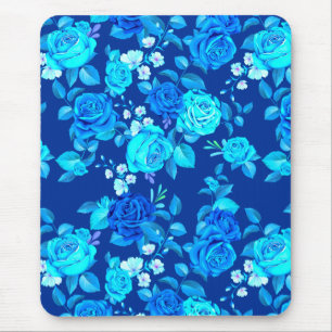 Klassiek Blauw Rozen Bloemen Patroon-87600 Muismat