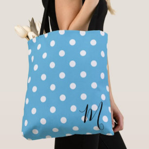 Klassiek Blauw Stippenpatroon Boodschappen Draagtas