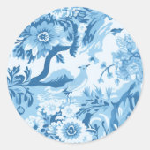 Klassiek blauw toiletlandschap ronde sticker (Voorkant)