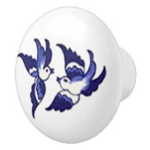 Klassiek blauw vogelontwerp keramische knop (Rechts)
