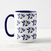Klassiek blauw vogelontwerp mok (Links)