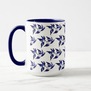 Klassiek blauw vogelontwerp mok