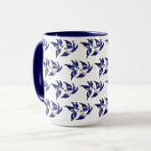 Klassiek blauw vogelontwerp mok (Voorkant links)