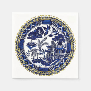 Klassiek blauw, wild design paper Napkins Servet