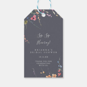 Klassiek blauw wild Sip Sip Hooray Vrijgezellenfee Cadeaulabel