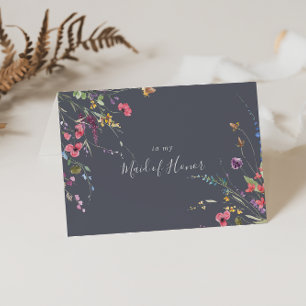 Klassiek Blauw Wilde Bloemen Bruiloft Bedankkaart