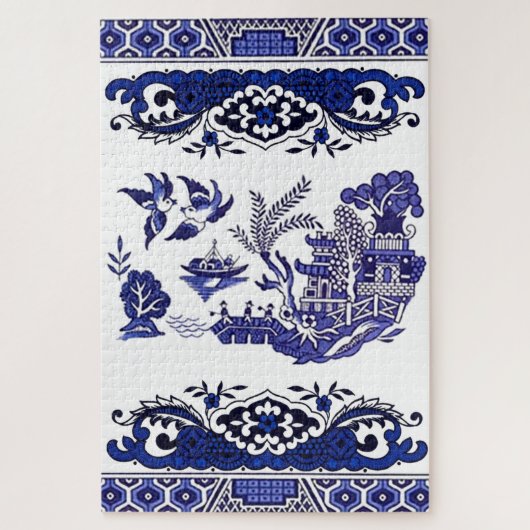 Klassiek blauw Willow China Design Legpuzzel (Verticaal)