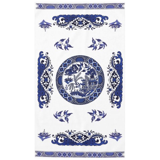 Klassiek blauw Willow China Design Tafelkleed (Voorkant)