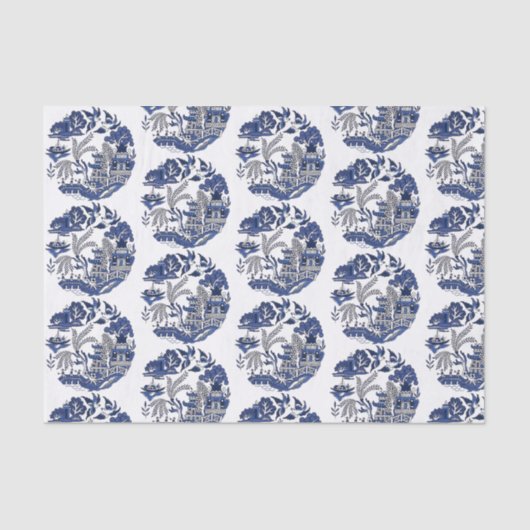 Klassiek blauw Willow Design-document Tissuepapier (Voorkant)