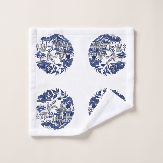 Klassiek blauw Willow-ontwerp Bad Handdoek (Wasdoekje)
