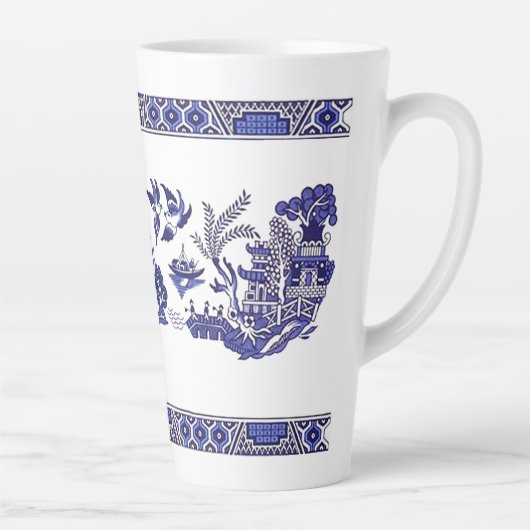 Klassiek blauw Willow-ontwerp Latte Mok (Rechts)