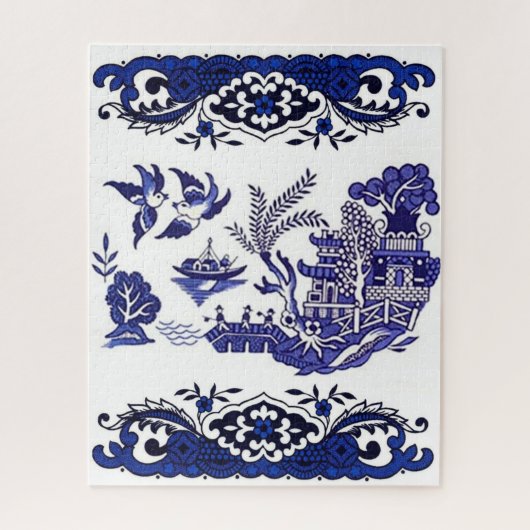 Klassiek blauw Willow-ontwerp Legpuzzel (Verticaal)