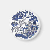 Klassiek blauw Willow-ontwerp Magneet (Voorkant)