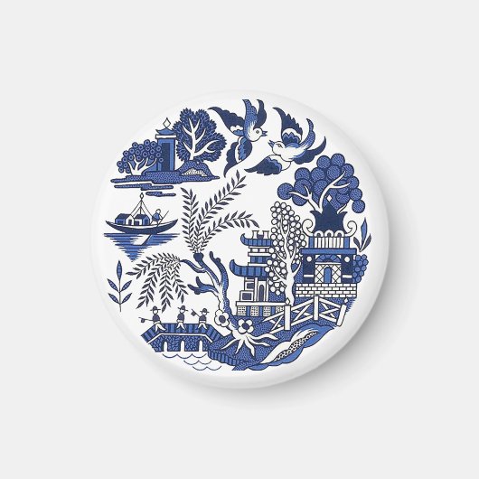 Klassiek blauw Willow-ontwerp Magneet (Voorkant)