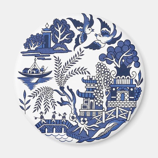 Klassiek blauw Willow-ontwerp Magneet (Voorkant)
