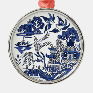 Klassiek blauw Willow-ontwerp Metalen Ornament