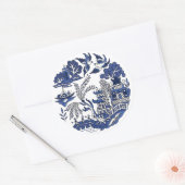 Klassiek blauw Willow-ontwerp Ronde Sticker (Envelop)
