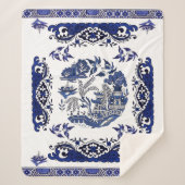 Klassiek blauw Willow-ontwerp Sherpa Deken (Voorkant)