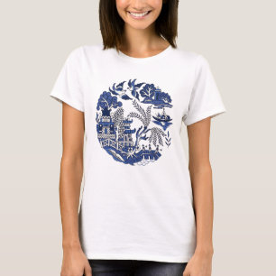 Klassiek blauw Willow-ontwerp T-shirt