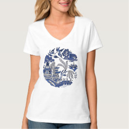 Klassiek blauw Willow-ontwerp T-shirt