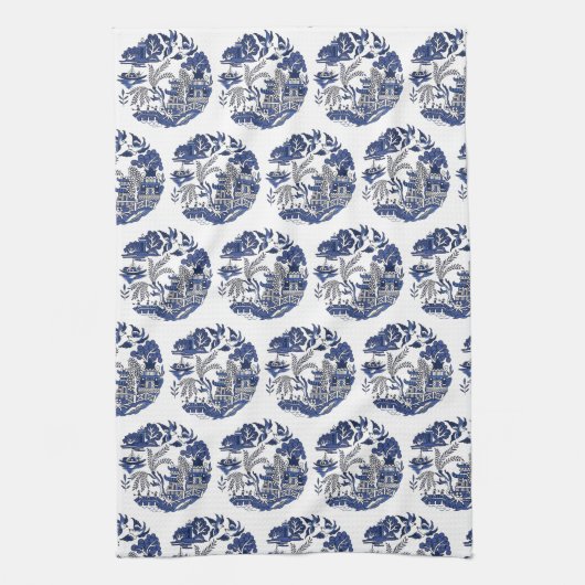 Klassiek blauw Willow-ontwerp Theedoek (Verticaal)