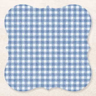 Klassiek blauw-wit geruit katoen kartonnen onderzetters