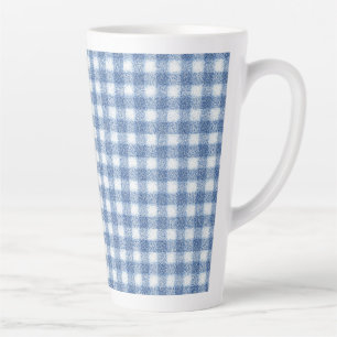 Klassiek blauw-wit geruit katoen latte mok