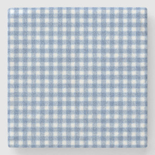 Klassiek blauw-wit geruit katoen stenen onderzetter