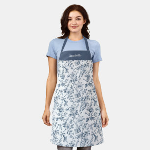 Klassiek Blauw Witte Franse Toile Persoonlijk Schort
