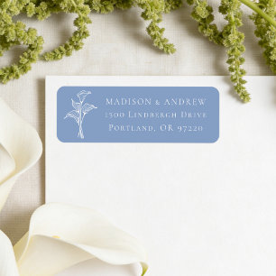 Klassiek Blauwe Calla Lily Huwelijks Retouradres Etiket