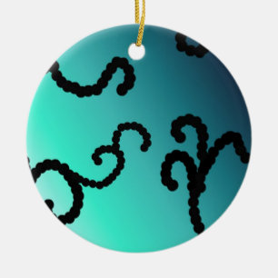 Klassiek blauwe en zwarte kralenwerveling keramisch ornament