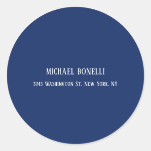 Klassiek blauwe kleur elegante serif lettertype mi ronde sticker