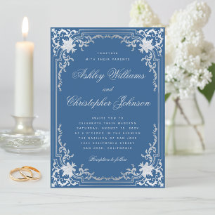 Klassiek blauwe namaar zilver elegantere trouwring kaart