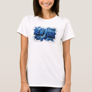 Klassiek blauwe NEW YORK Citat Shirt