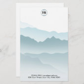 Klassiek Blauwe Rollende Bergen Achtergrond Briefpapier (Voorkant / Achterkant)