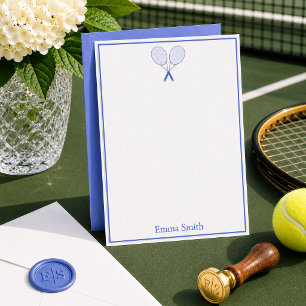 Klassiek blauwe tennis-thema briefkaart stationery