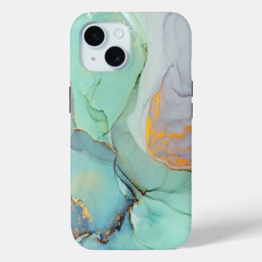 Klassiek Blauwgroen en Blauw Marmeren Ontwerp Case-Mate iPhone Case (Achterkant)