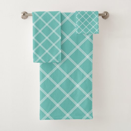 Klassiek Blauwgroen en wit geplakt Bad Handdoek (Insitu)